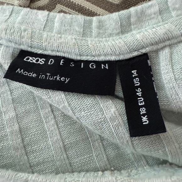 ASOS Design Light Sage Green Ribbed Oversized Tee Size 14 - Picture 6 of 7